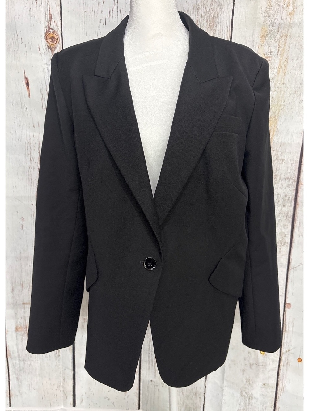 White House Black Market Black Editor Blazer Comfort Stretch Size 16 EUC